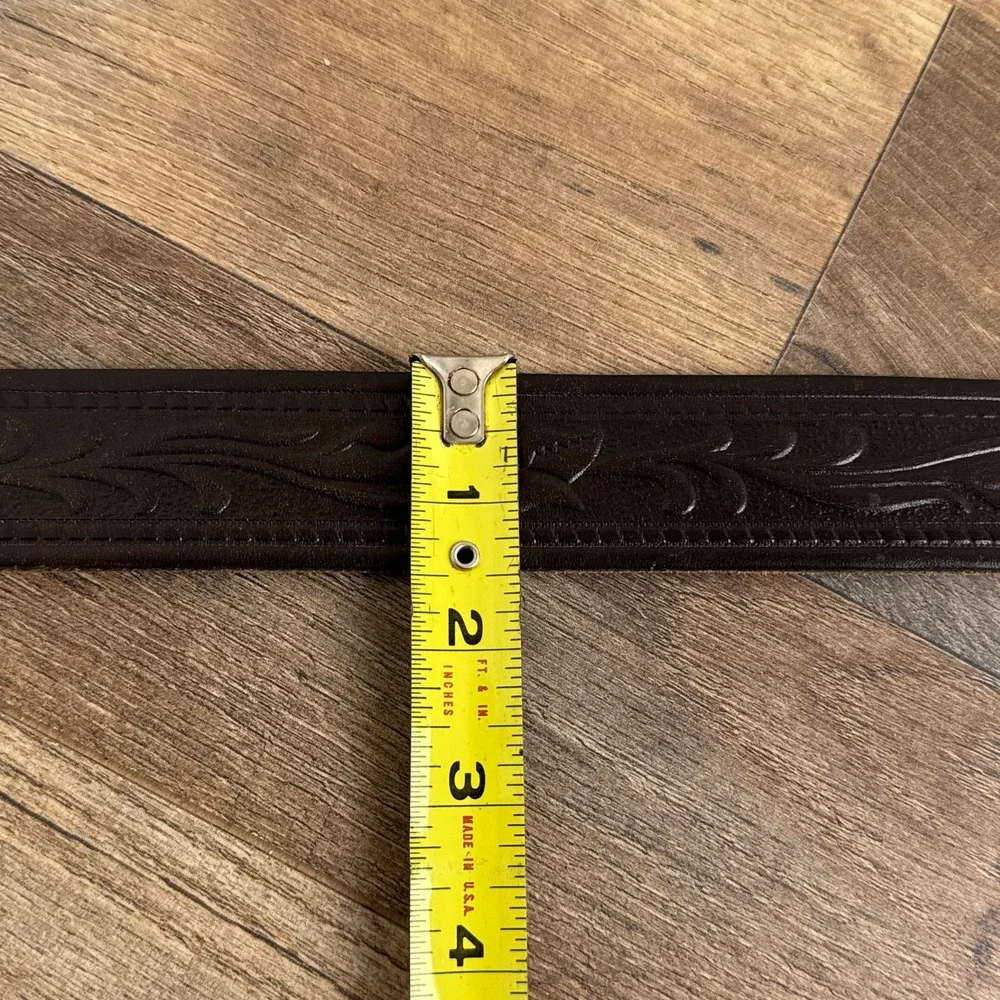 Vintage Schaefer Western Tooled Leather Belt Brown Mens Size 40 Made in USA‎